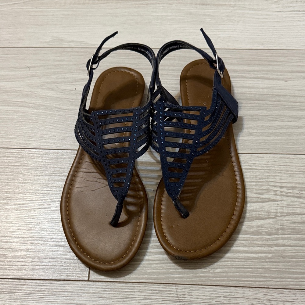 Madeline Stuart Navy and Brown Sandals